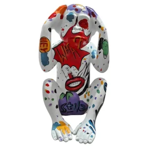 Statue singe mains sur la tête peinture multicolore en résine - RAFIKI