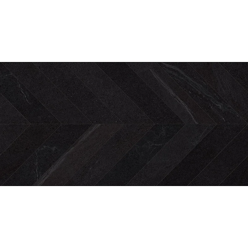 Carrelage sol / mur effet béton design chevron noir 60x120 cm SEINE RILSE BASALTO(vendu par boite de 1.44m2)