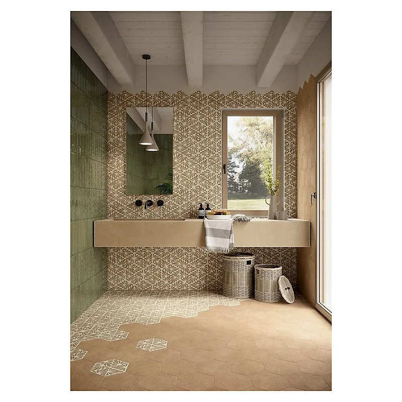 Carrelage sol / mur hexagonal effet ciment 25x21,6 cm TERRACRETA Cesello Chamotte(vendu par boite de 1.18m2)