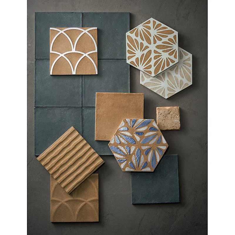 Carrelage sol / mur hexagonal effet ciment 25x21,6 cm TERRACRETA Cesello Chamotte(vendu par boite de 1.18m2)