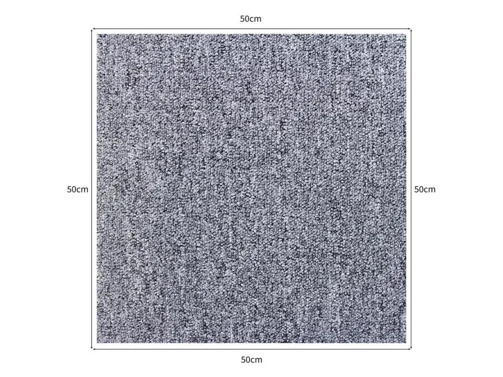 Dalle de Moquette Couleur Gris Platine , 20 Dalles de 50cm x 50cm (5m²)