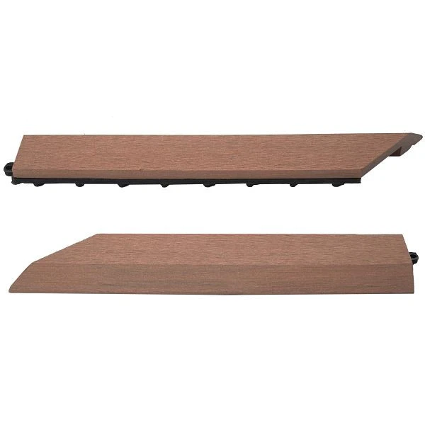 Mendler lot de 2 bandes d'extrémité pour carrelage WPC Rhône profil d'extrémité terrasse aspect bois caf...