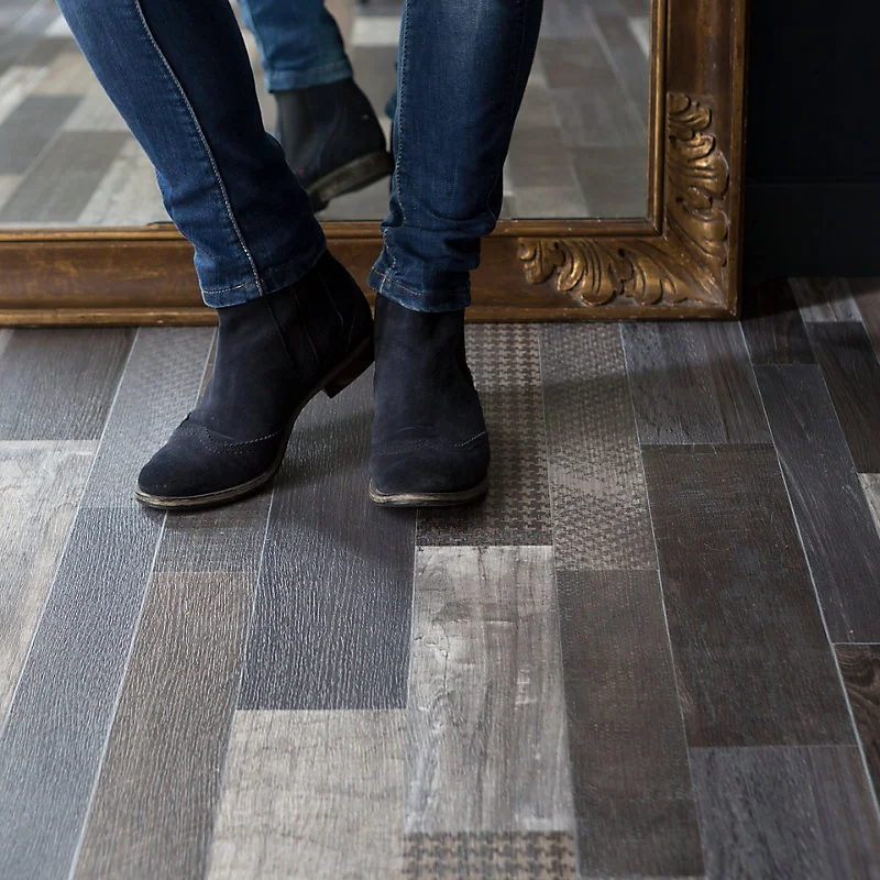 Revêtement sol VINYLE Texline Westwood gris 4m (vendu au m²)