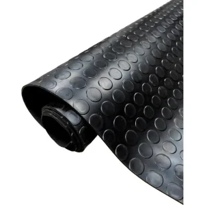 Sol PVC| Composition 100% Caoutchouc| Sol Caoutchouc| Sol Protection| Design Boutons Noir| Epaisseur 3MM| Mesure 100X100CM