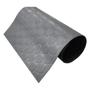 Sol PVC| Composition 100% Caoutchouc| Sol Caoutchouc| Sol Protection| Design Boutons Gris| Epaisseur 1MM| Mesure 140X300CM