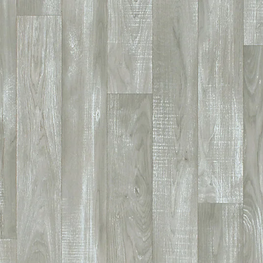 Sol Vinyle First - Imitation parquet gris évident - Effet argenté - Rouleau de 2m x 19m