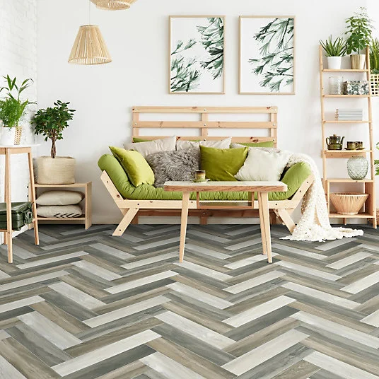 Sol Vinyle Link - Imitation parquet coloré bâton rompu - Surface satinée - Rouleau de 3m x 17m