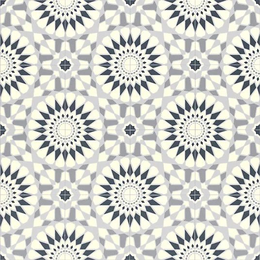 Sol Vinyle Style - Carreaux de ciment motif mosaïque bleu - Rouleau de 3m x 14m
