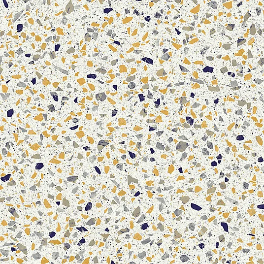 Sol Vinyle Style - Terrazzo granito - Jaune et bleu - Rouleau de 4m x 2m