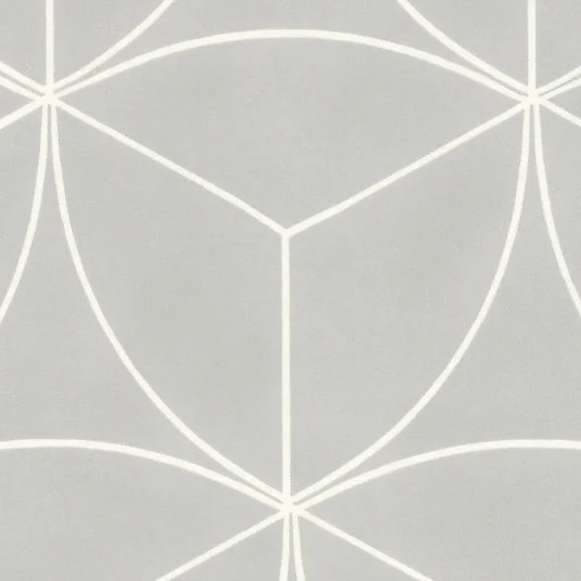 Sol Vinyle Textile économique - Rosace géométrique - Gris - Rouleau de 3m x 13m