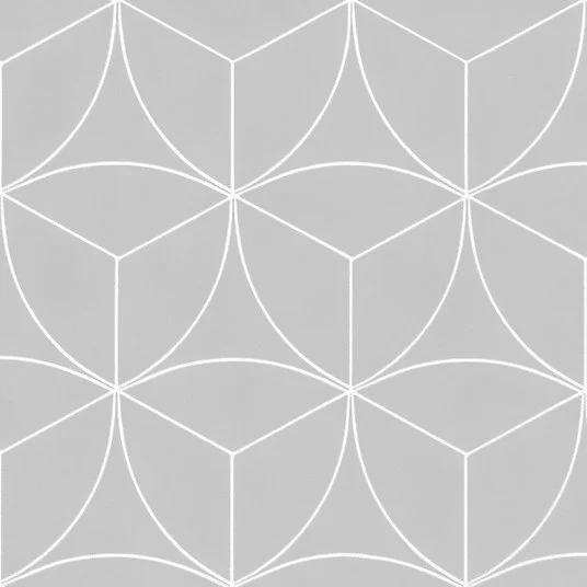 Sol Vinyle Textile économique - Rosace géométrique - Gris - Rouleau de 4m x 14m