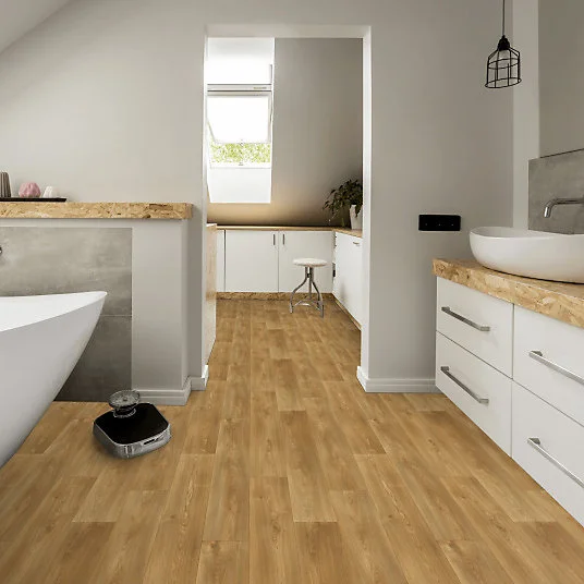 Sol Vinyle Textile - Noir jais Edition - Aspect parquet - Chêne naturel - Rouleau de 4m x 30m