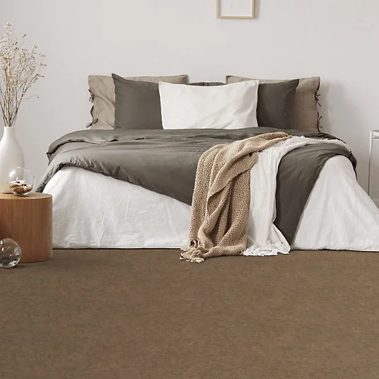 Sol Vinyle Textile - Noir jais Edition - Aspect béton ciré - Marron - Rouleau de 2m x 9m