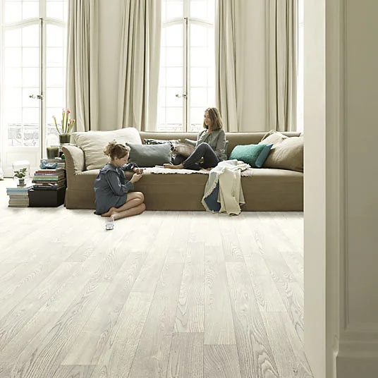 Sol Vinyle Textile - Noir jais Edition - Aspect parquet - Chêne blanc - Rouleau de 3m x 15m