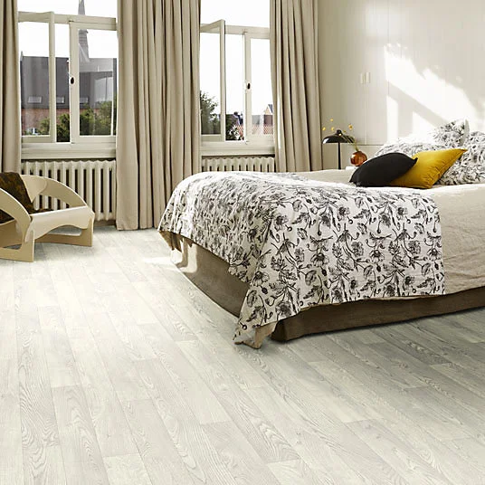 Sol Vinyle Textile - Noir jais Edition - Aspect parquet - Chêne blanc - Rouleau de 3m x 15m