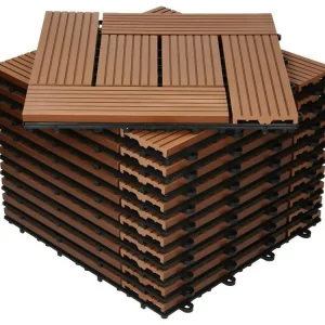 WPC carreaux de sol 30x30 cm 3m² mosaïque pour jardin piscine patio marron manifeste