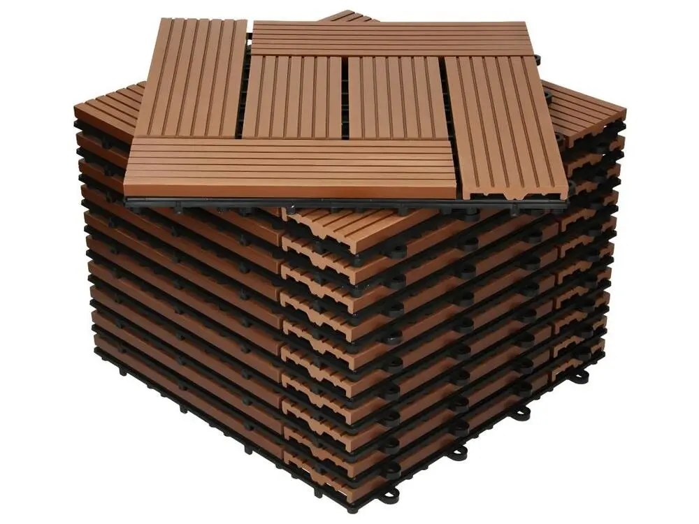 WPC carreaux de sol 30x30 cm 3m² mosaïque pour jardin piscine patio marron manifeste