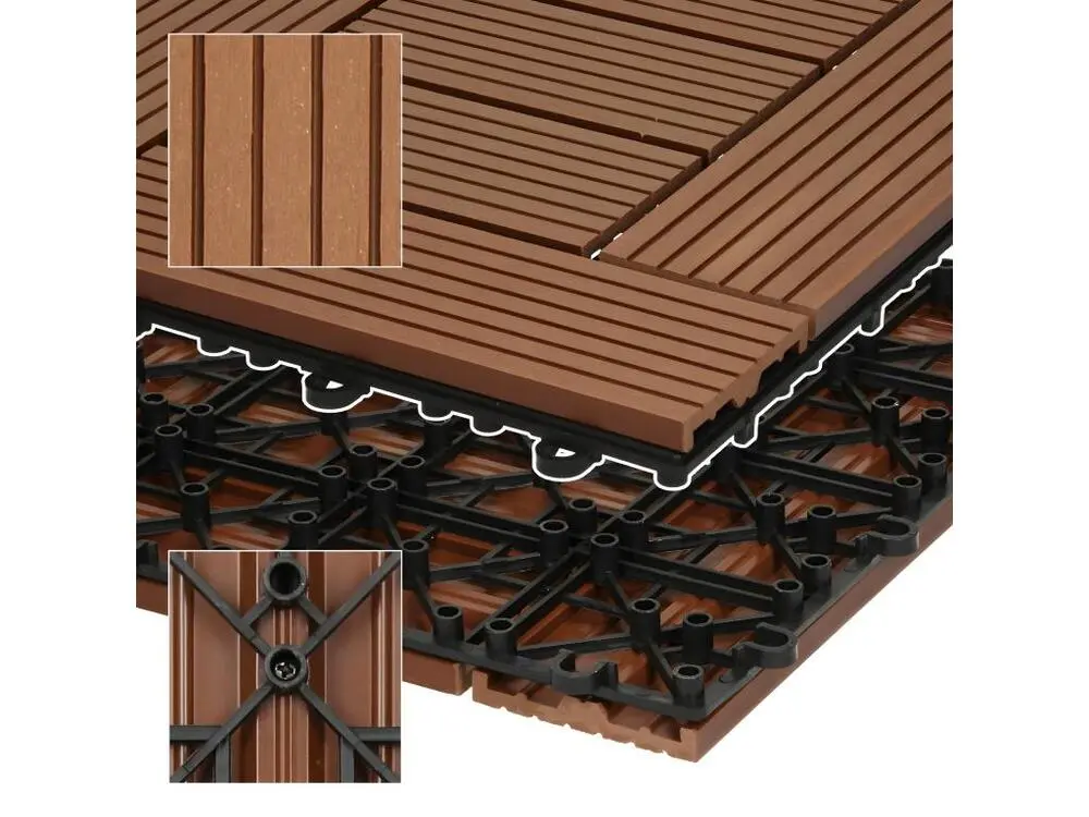 WPC carreaux de sol 30x30 cm 3m² mosaïque pour jardin piscine patio marron manifeste