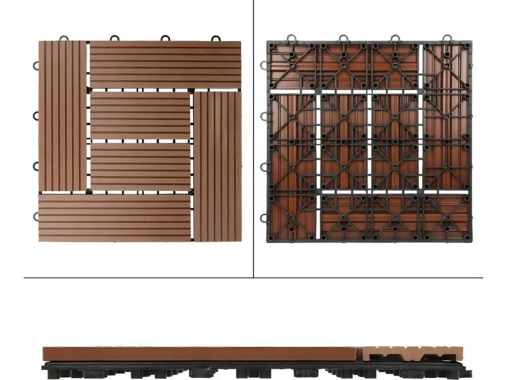 WPC carreaux de sol 30x30 cm 3m² mosaïque pour jardin piscine patio marron manifeste