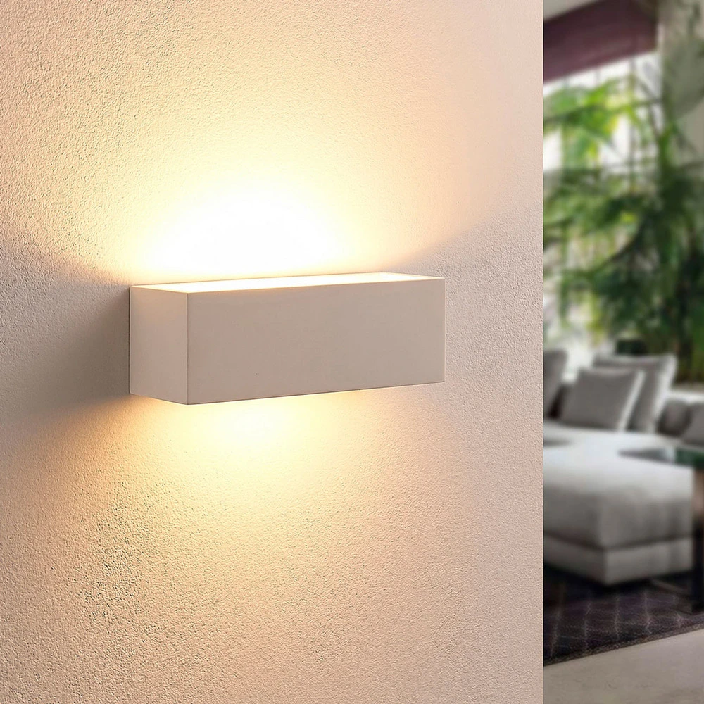 Lindby applique murale Tjada, 22 cm, blanc, plâtre, G9, à peindre Lavable | Résistant aux Taches
