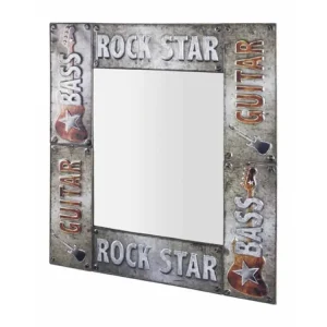 Miroir Mural Rétro "Guitare" 74cm Argent