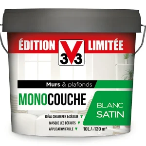 Peinture V33 murs et plafonds blanc satin 10L avec Effet Satine