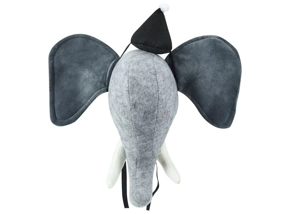 Wanddecoratie pluche olifant grijs BADOU