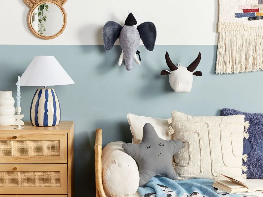 Wanddecoratie pluche olifant grijs BADOU