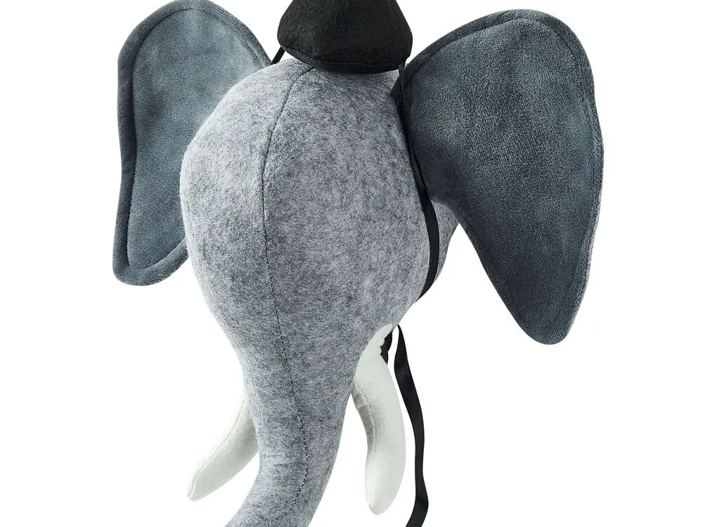 Wanddecoratie pluche olifant grijs BADOU