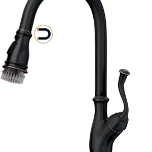 APPASO Robinet de cuisine en cuivre étain à poignée unique Antique un trou à arc élevé bronze huilé 225ORB