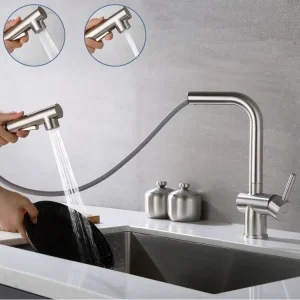 Mitigeur Cuisine avec Douchette Robinet Douchette d'évier Extractible à Deux Jets Mitigeur Evier Bec Haut Pivotant 36...