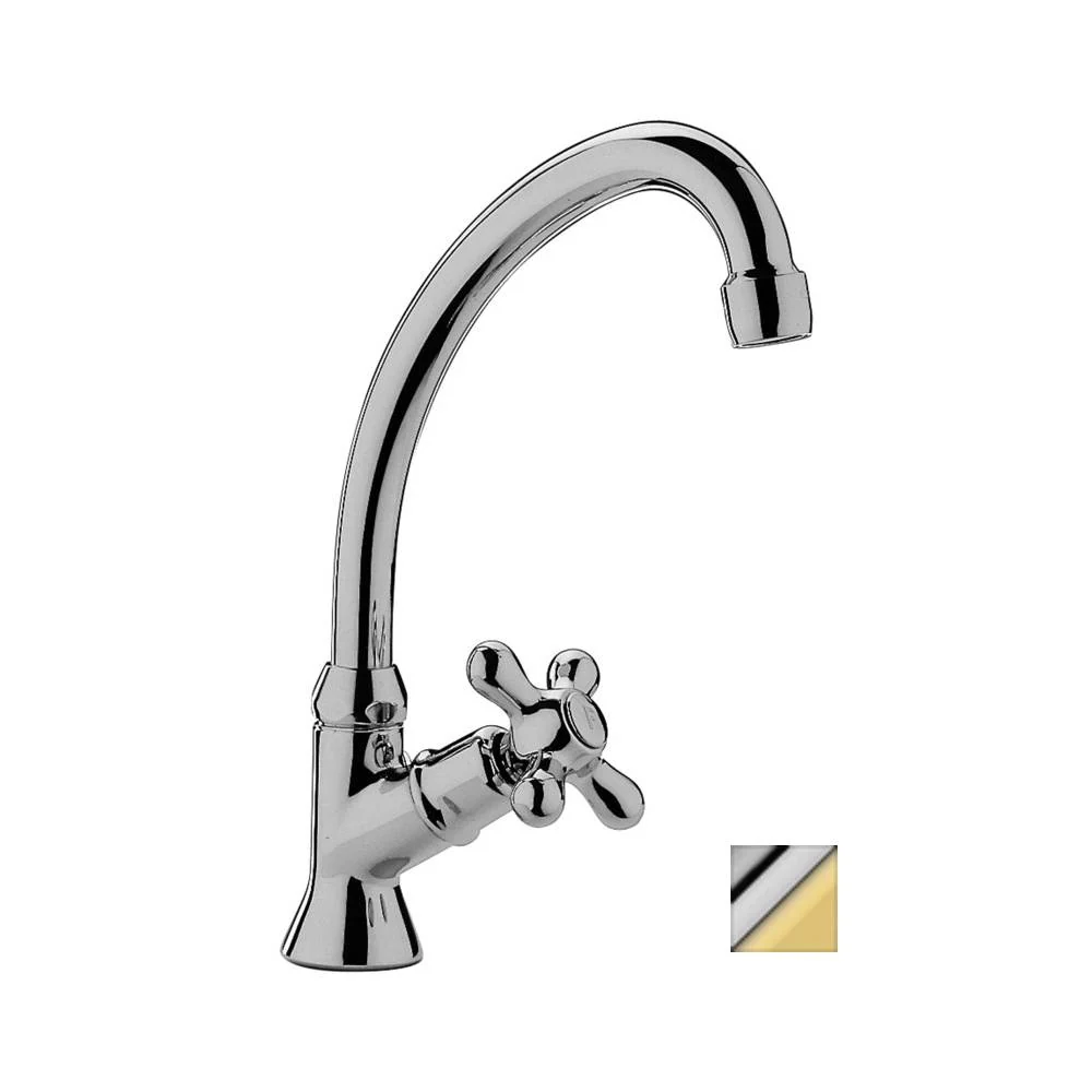 Robinet d'évier avec bec orientable série Iris modèle IRV091CO Chromé or Paffoni