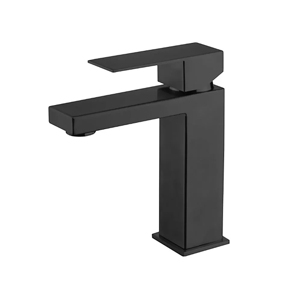 Robinet pour évier de salle de bain noir mat à poignée original