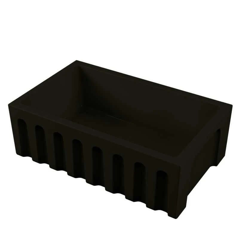 Vasque d'évier de cuisine 76x46 en céramique noir brillant collection Fluted de Ceramica Galassia avec façade cannelée
