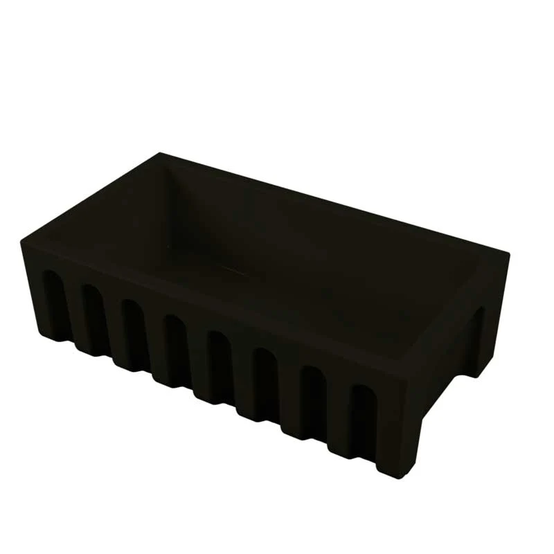 Vasque d'évier de cuisine 84x46 en céramique NOIR brillant collection Fluted de Ceramica Galassia avec façade rainurée