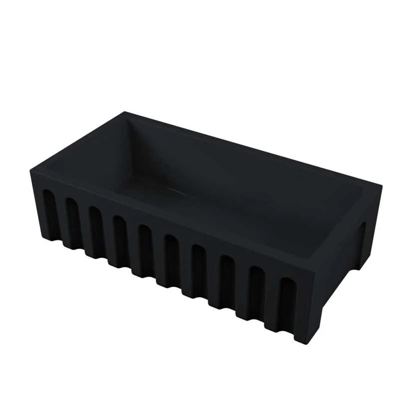 Vasque d'évier de cuisine 91x46 en céramique noir mat collection Fluted de Ceramica Galassia avec façade cannelée