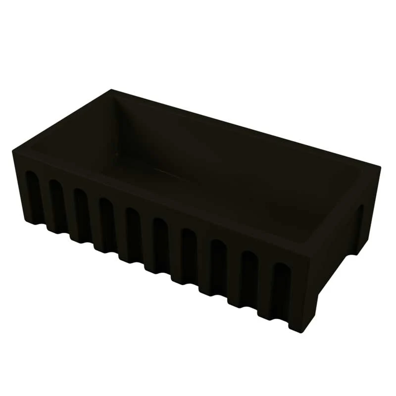 Vasque d'évier de cuisine 91x46 en céramique noir brillant collection Fluted de Ceramica Galassia avec façade cannelée