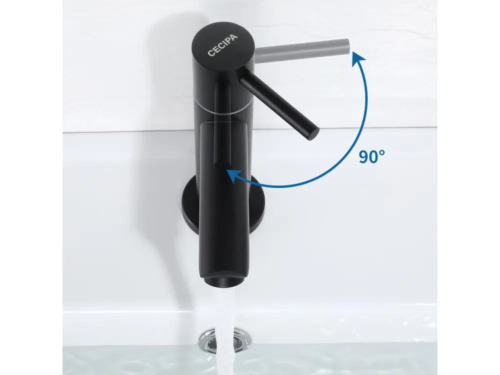2PCS Cecipa max Robinet de lave-main Robinet de Lavabo Noir, Robinet eau Froide, Avec érateur Remplaçable, Hauteur de Bec...