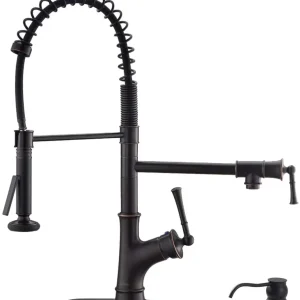 APPASO Moderne Commercial Robinet de cuisine à tirette arc élevé ressort Bronze huilé 139ORB