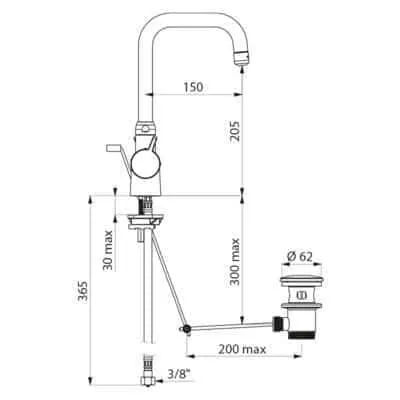 Mitigeur de lavabo col de cygne orientable réf. H9726 DELABIE