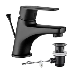 Cecipa max Robinet de Salle de Bain Noir, Robinet de Lavabo avec Garniture de Vidage à Tirette, Mitigeur de Lavabo en Lait...