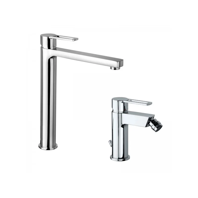 Ensemble de mélangeurs Paffoni Ringo lavabo haut + bidet avec bonde de vidange