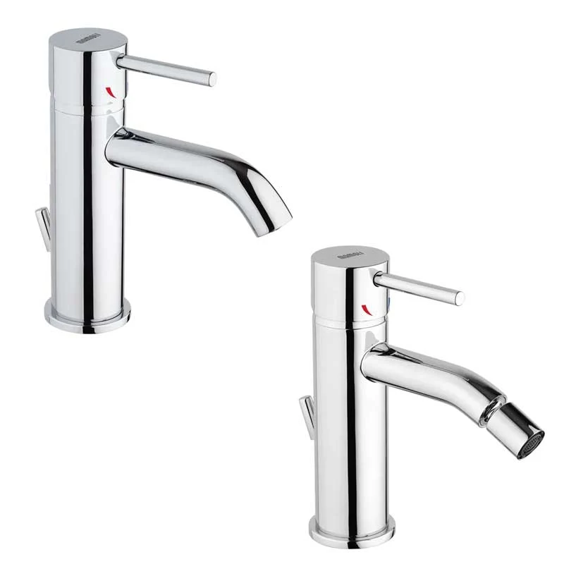 Ensemble de robinets lavabo et bidet avec vidage en laiton chromé collection Pico de Mamoli Rubinetterie