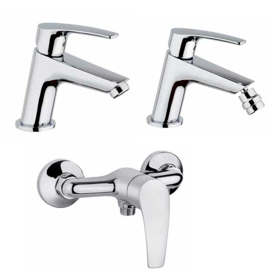 Ensemble de robinets pour douche extérieure, lavabo, bidet chromé avec bonde et clapet collection Hike de Argo Rubinetterie