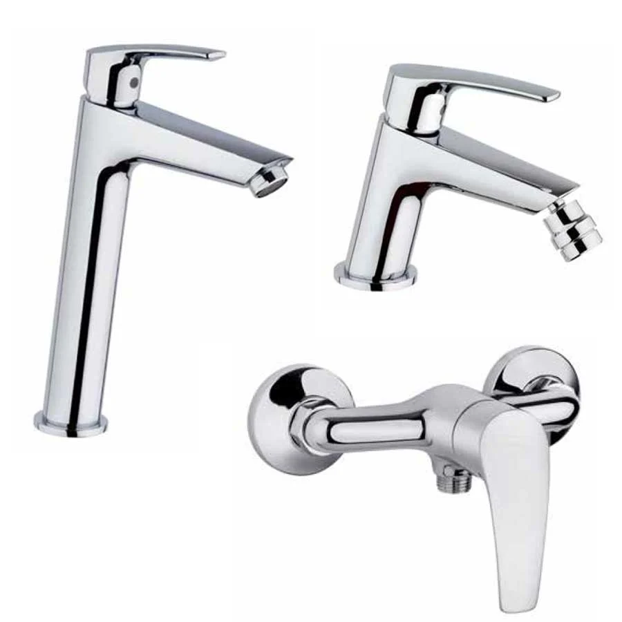 Ensemble de robinets pour douche extérieure, lavabo haut, bidet chromé avec bonde et saut de la collection Hike de Argo Ru...