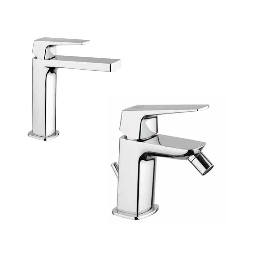 Ensemble de robinets pour lavabo et bidet avec bonde click-clack chromé collection Bloom de Argo Rubinetterie