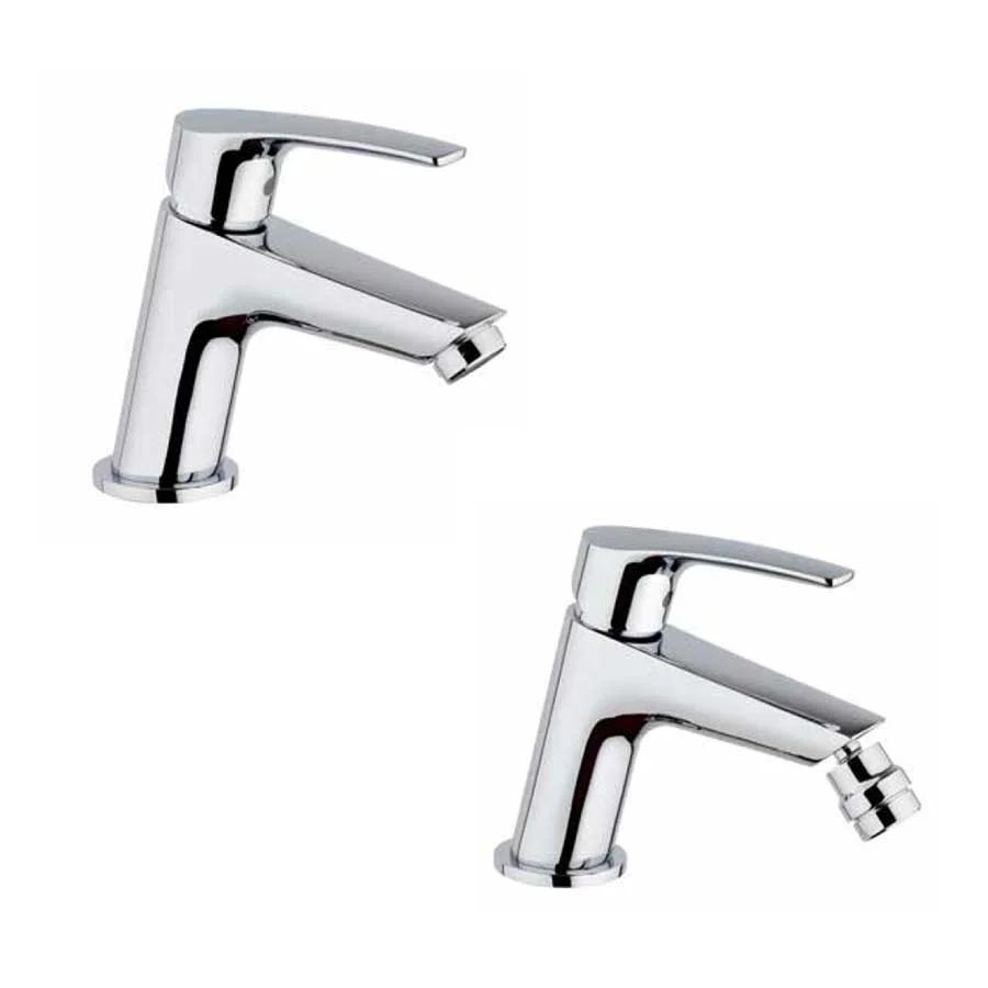 Ensemble de robinets pour lavabo et bidet chromé avec bonde et clapet collection Hike de Argo Rubinetterie