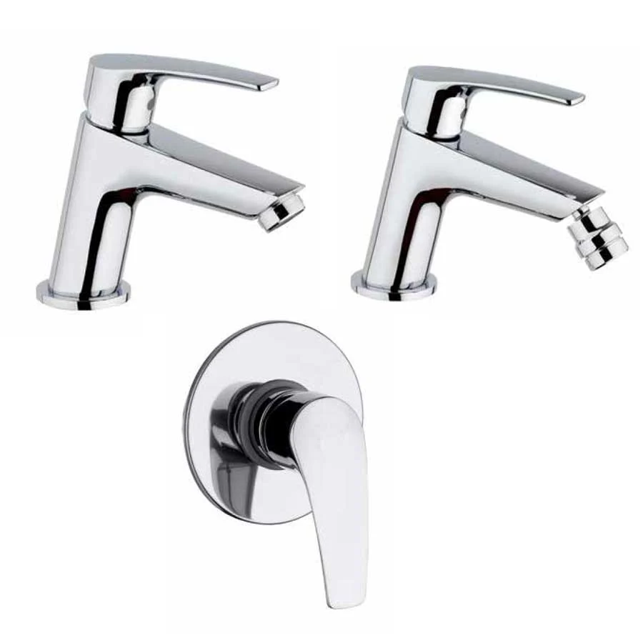 Ensemble de robinets pour lavabo, bidet et douche chromé avec bonde et clapet collection Hike de Argo Rubinetterie