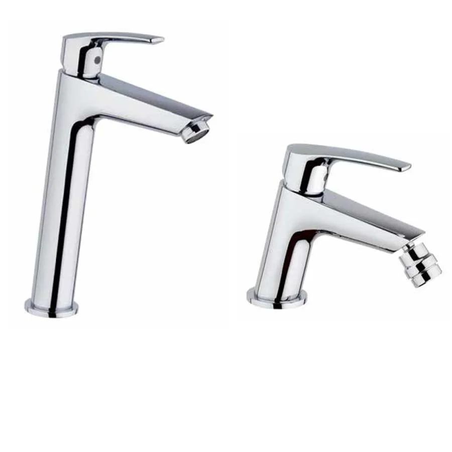 Ensemble de robinets pour lavabo haut et bidet chromé avec bonde et clapet collection Hike de Argo Rubinetterie