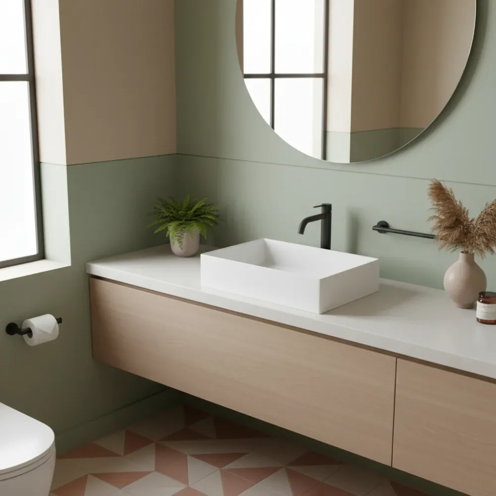 Lavabo à poser carré Ceramica Azzurra Elegance 35x35 cm sans trou robinetterie